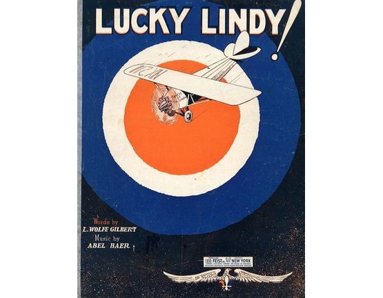5932 | Lucky Lindy!  - Fox Trot Song - For Piano and Voice with Ukulele chord symbols - Dedicated to the Mother of "Lucky Lindy"