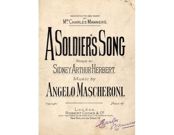 5944 | A Soldiers Song - Song - In the key of A major for medium voice