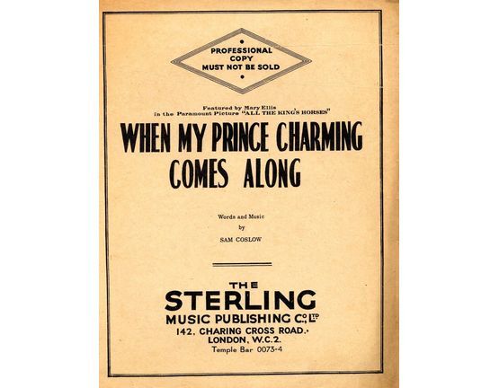 6005 | When My Prince Charming Comes Along - From the Paramount picture 'All the King's Horses' - Professional copy