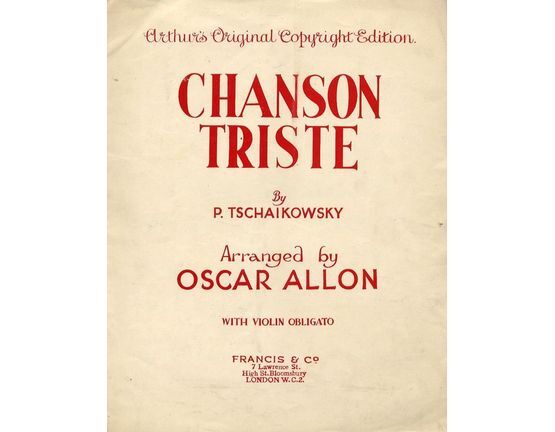6072 | Chanson Triste - Piano Solo with Violin Obligato