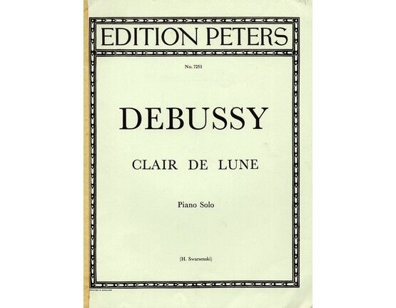 6075 | Clair De Lune - From Suite Bergamasque for piano solo - Edition Peters No. 7251