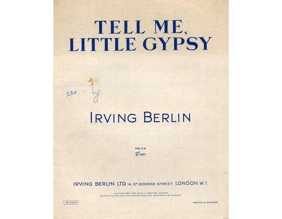 6083 | Tell Me Little Gypsy - Song From Ziegfeld Follies of 1920 -  Irving Berlin