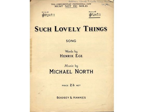6105 | Such Lovely things - Song - In the key B flat major for high voice
