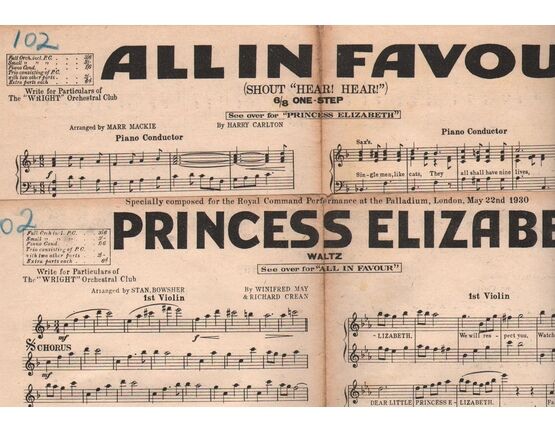 6450 | DANCE BAND with Vocals:- (a) All in Favour- 6/8 One -Step  (b) Princess Elizabeth- Waltz - Specially composed for the Royal Command Performance at the