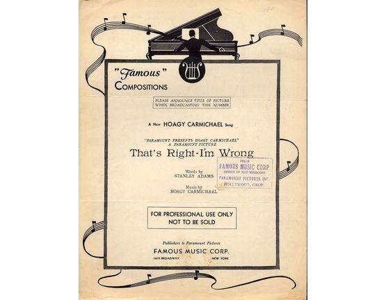 6680 | Thats Right- Im Wrong - From the Paramount Picture ''Thats Right-Im Wrong''