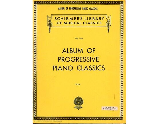 6953 | Album of Progressive Piano Classics - Schirmer's Library of Musical Classics Vol. 1314