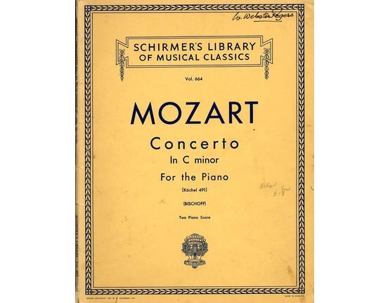 6953 | W. A. Mozart Concerto in C minor for the Piano - Two Piano Score - Schirmer's Library of Musical Classics Vol. 664