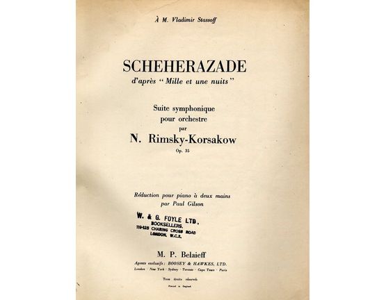 7024 | Nikolay Rimsky Korsakov - Scheherazade d'apres "Mille et une nuits"  (Suite Symphonique) - Op. 35 - Reduction for Piano Solo