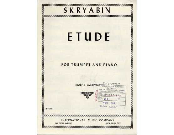 7237 | Skryabin - Etude - For Trumpet (B flat) and Piano - International Edition No. 2563