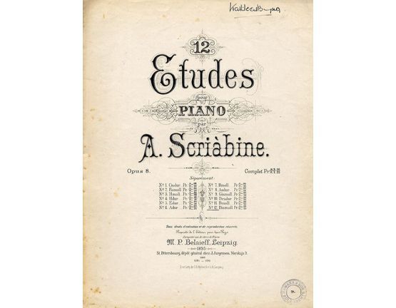7458 | Etude for Piano - No 8 - From 12 Etudes pour Piano - In A flat major (Asdur)