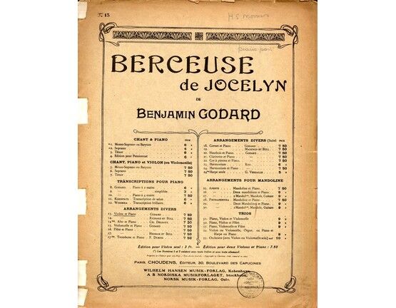 7684 | Berceuse - For violin and piano with seperate violin part