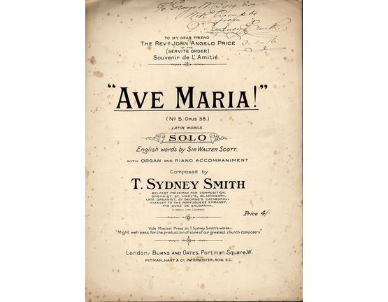 7724 | Ave Maria - Op. 58, No. 5 - Latin Words