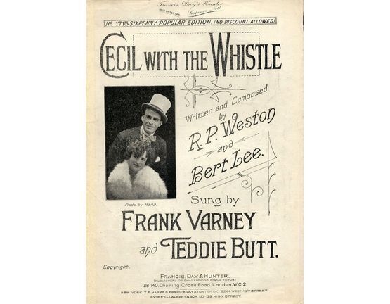 7807 | Cecil with the Whistle - Sung by Frank Varney and Teddie Butt - Francis, Day and Hunter Sixpenny Popular edition No. 1715