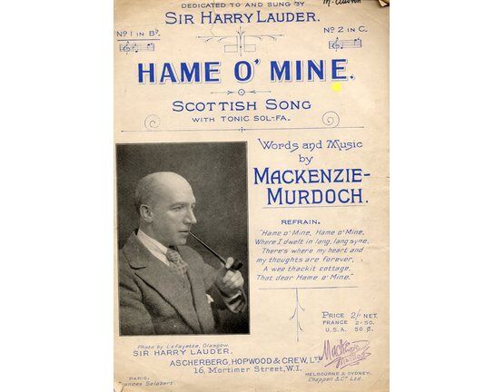 7809 | Hame O' Mine - Scottish Song in the key of B flat Major for Low Voice - Sung by Sir Harry Lauder