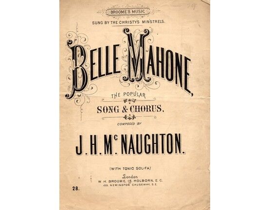 7825 | Belle Mahone - The Popular Song & Chorus - With Tonic Sol Fa