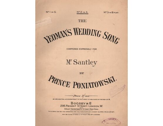 7834 | The Yeoman's Wedding Song - Song in the key of A Major for Medium Voice