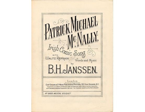 7843 | Patrick Michael McNally - irish Comic Song with Waltz Refrain - Musical Bouquet No. 8600
