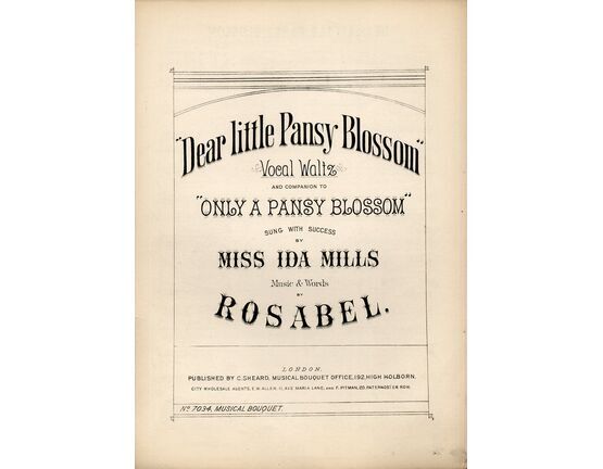 7845 | Dear Little Pansy Blossom - Vocal Waltz - Sung by Miss Ida Mills