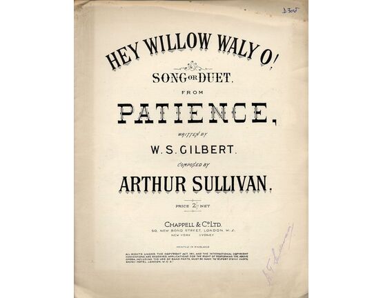 7857 | Hey Willow Waly O! - Song or Duet from "Patience"
