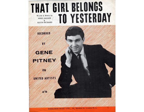 7869 | That Girl Belongs to Yesterday - Recorded by Gene Pitney on United Artists