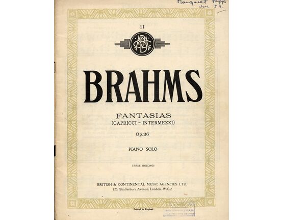 7951 | Brahms - Fantasias (Capricci-Intermezzi) - Piano Solo - Op. 116