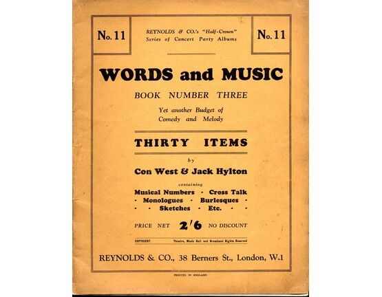 7955 | Third Book of Words and Music - Yet Another Budget of Comedy and Melody - Thirty Items - Musical Numbers, Cross Talk, Stories, Monologues, Burlesques