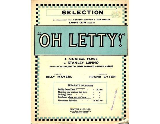 7979 | Oh Letty! - Piano Selection from the Musical Farce by Stanley Lupino - For Piano Solo