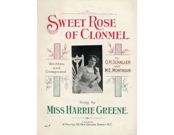 7999 | Sweet Rose of Clonmel - Sung by Miss Harrie Greene - Paxton edition No. 1411
