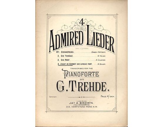 8095 | Zieht im Herbst die Lerche fort -  No. 4 of "4 Admired Lieder" - Transcribed for the Pianoforte