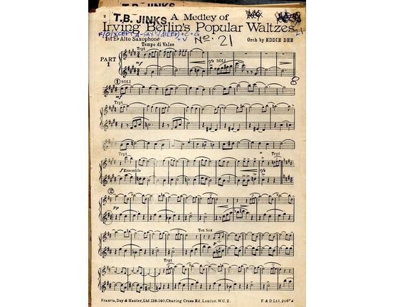 8284 | A Medley of Irving Berlin's Popular Waltzes - Arrangment for Full Orchestra