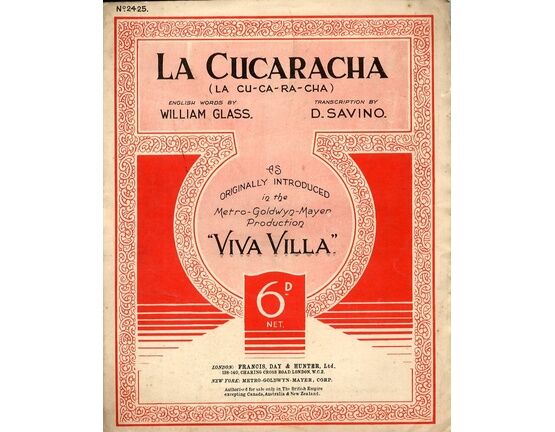 8284 | La Cucaracha - Song in the Metro Goldwyn Mayer Production "Viva Villa"