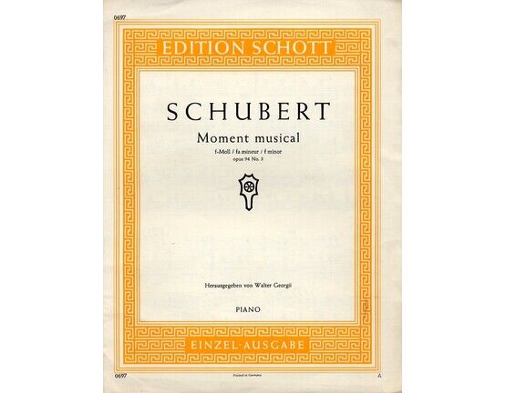 8322 | Moment Musical in F Minor for Piano - Op. 94, No. 3 - Edition Schott 0697