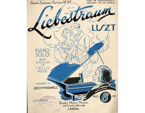 8538 | Liebestraum - Piano Solo with Violin and Cello ad Lib - Banks Sixpenny Edition No. 97
