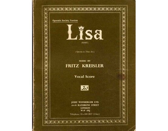 8554 | Lisa - Operetta in Three Acts - Vocal Score with Piano Accompaniment