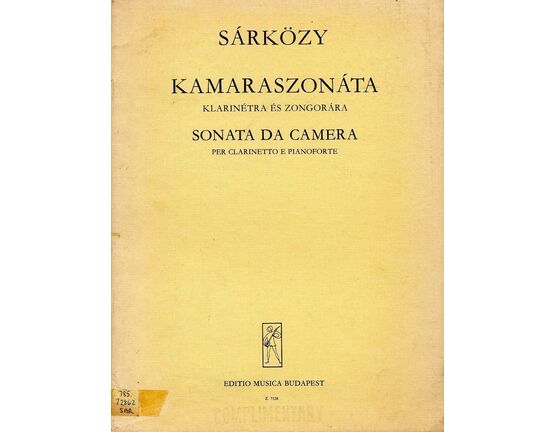 8565 | Sonata da Camera - Per Clarinette e Pianoforte - Editio Musica Budapest Z. 7128