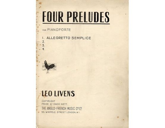 8655 | Allegretto Semplice - Prelude for piano solo - No. 1 of four Preludes for Pianoforte
