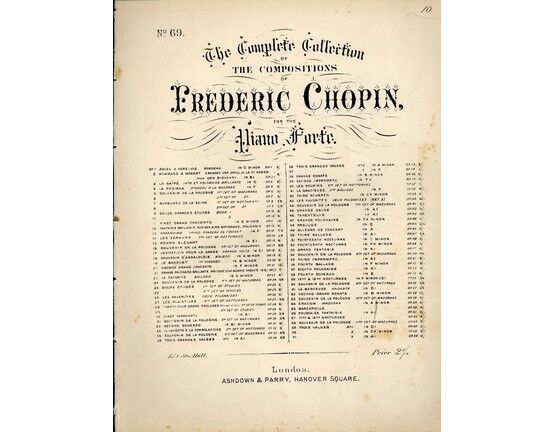 8790 | Chopin - Valse for Piano - Op. 64, No. 1 - Dedicated to Madame la Comtesse Delphine Potacka - Vessel & Co.'s Edition of Frederic Chopin's Works No. 69