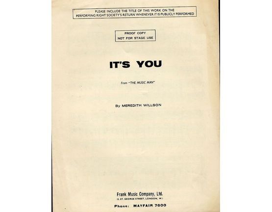 8875 | It's You - Song - From the Musical Comedy "The Music Man"