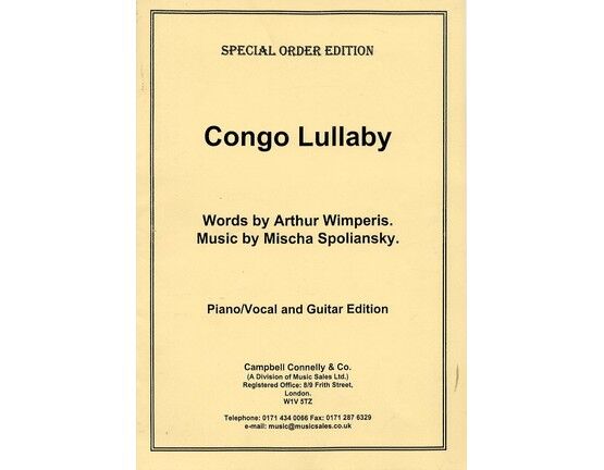 9178 | Congo Lullaby - From the London Film Production Sanders of the River - Piano/Vocal and Guitar edition