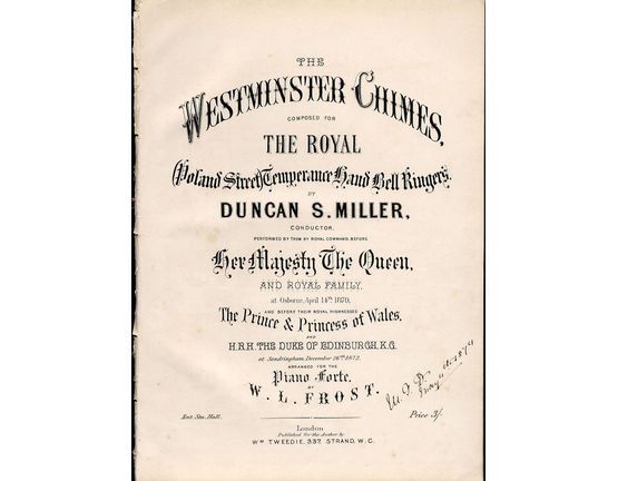 9501 | The Westminster Chimes - Composed for The Royal (Poland St.) Temperance Hand Bell Ringers - Performed by them by Royal Command before Her Majesty The