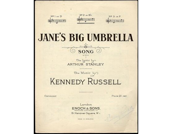 9551 | Jane's Big Umbrella - Song in the key of E flat major for medium voice