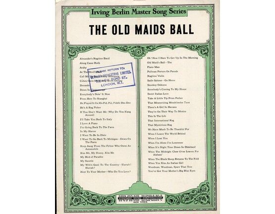 9852 | The Old Maids Ball - Song