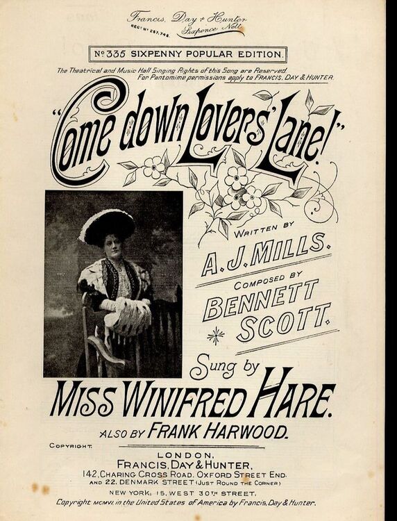 Come down Lovers Lane! - Sung by Miss Winifred Hare also by Frank ...