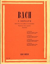 Bach - 3 Sonatas - For Viola da Gamba and Piano - Transcribed for Viola and Piano