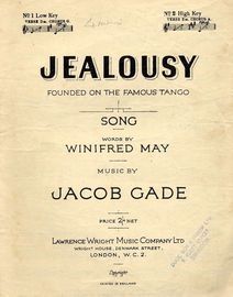 Jealousy - Founded on the Famous Tango - Song - No. 2 High Key - Verse E minor, Chorus A major
