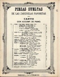 Un Tesoro Escondido - Zarzuela en 3 Actos - Romanza - For Voice and Piano - No. 28 from 'Piezas Sueltas de la Zarzuelas Favoritas'