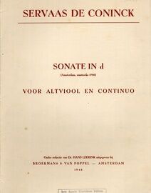Coninck - Sonate in D - Voor Altviool en Continuo