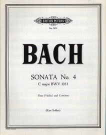 Bach - Sonata No. 4 in C Major (BWV 1033) - For Flute (Violin) and Continuo (Piano or Cello)