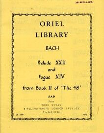 Bach - Prelude XXII and Fugue XIV - From Book II of "The 48" - Arranged for SAB Recorders - Oriel Library Edition No. 139