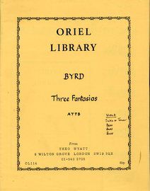 Byrd - Three Fantasias - For ATTB Recorders - Oriel Library Edition 114